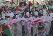 فیلم | تظاهرات کفن پوشان هلندی در حمایت از غزه
