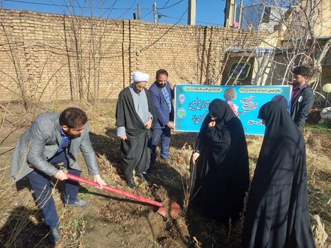 تصاویر/ کاشت چند اصله نهال در مدرسه علمیه مهدیه خنداب