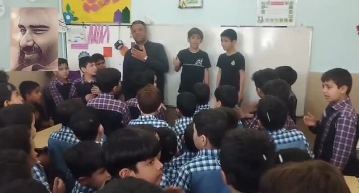 فیلم | همدردی دانش آموزان با هم کلاسی و فرزند شهید امیر محسن حسن نژاد