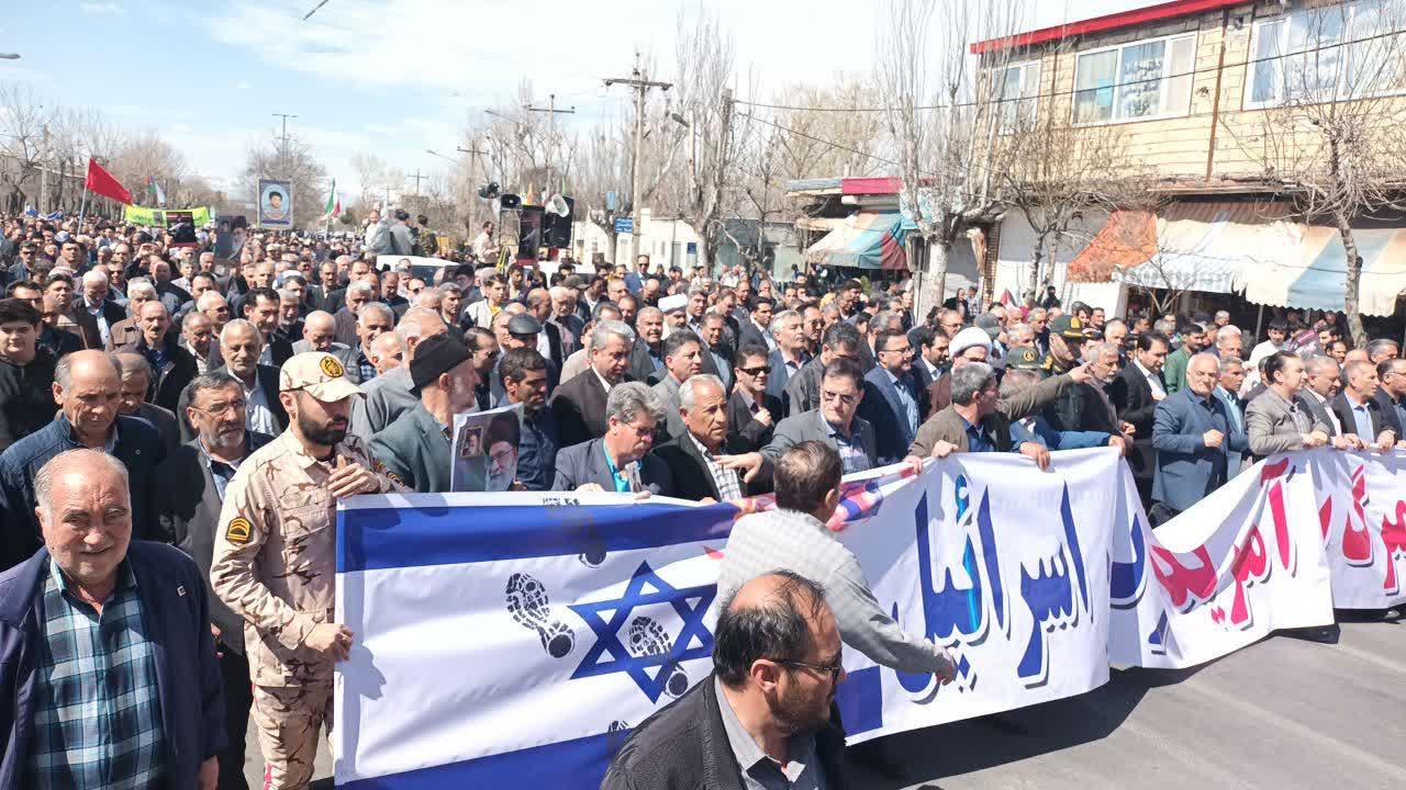 فیلم| طوفان خشم مشگین‌شهری‌ها در روز قدس