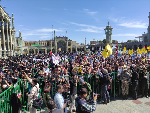 تصاویری از آغاز مراسم راهپیمایی روز قدس در قم