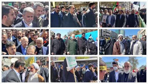 حضور شخصیت‌های کشوری و لشکری در راهپیمایی روز قدس تهران