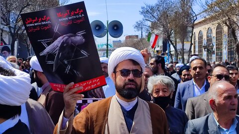 تصاویر/راهپیمایی روز قدس در اردبیل با حضور پرشور طلاب و روحانیون