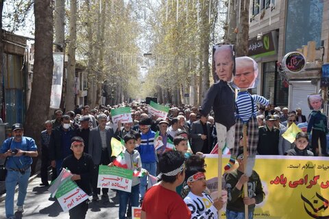 تصاویر|حضور بانوان طلبه مدرسه علمیه فاطمیه محلات در راهپیمایی روز قدس