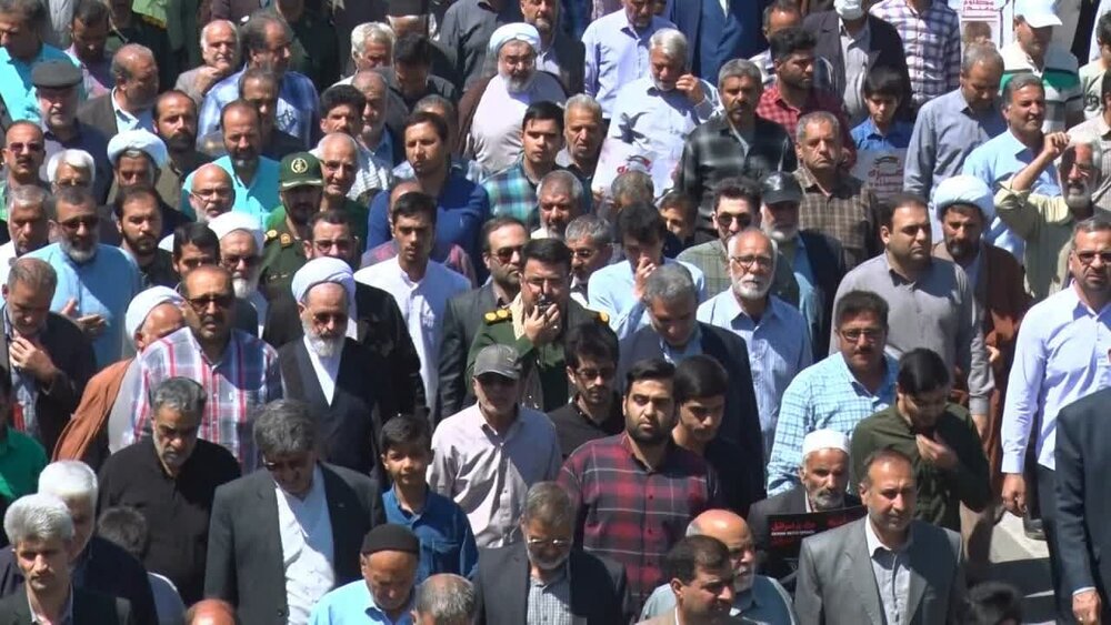 حضور آیت الله اعرافی در راهپیمایی روز قدس + عکس