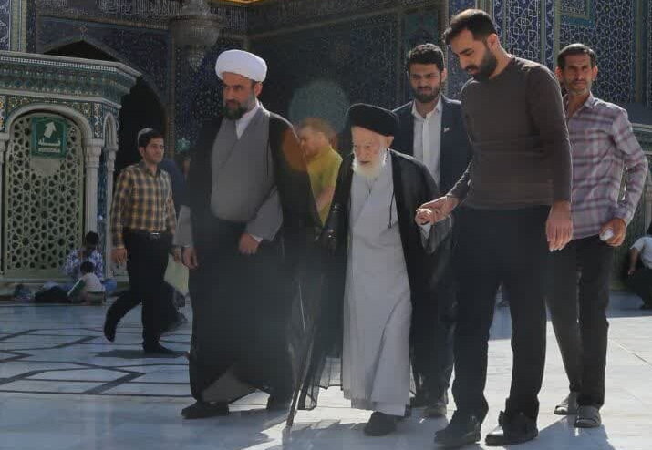 تشرف آیت الله العظمی شبیری زنجانی به حرم مطهر حضرت معصومه(س) + عکس