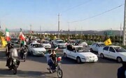 راهپیمایی بزرگ خودرویی مردم قم در حمایت از عملیات "وعده صادق" + فیلم