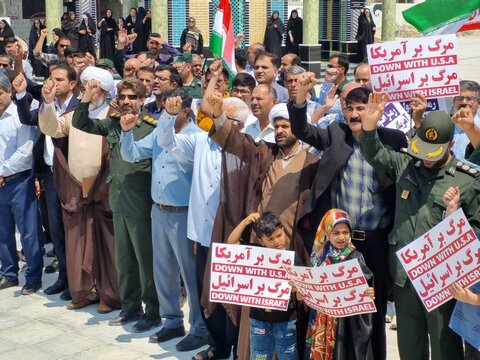 تصاویر/ راهپیمایی مردم پارسیان  در حمایت از عملیات وعدهٔ صادق