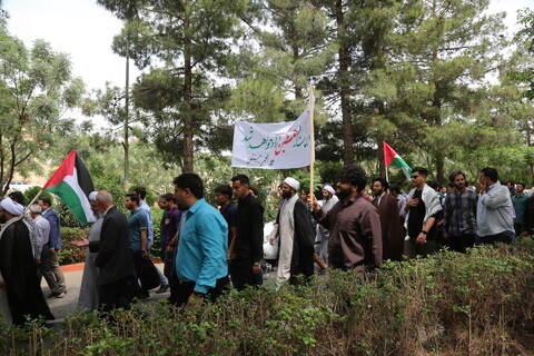 تصاویر/ مراسم تشییع شهید گمنام و تجمع طلاب و دانشجویان استان قم در حمایت از دانشجویان آزادی‌خواه حامی فلسطین