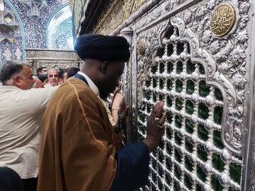 رهبر حزب الرحمن کشور مالی به زیارت حرم بانوی کرامت مشرف شد + تصاویر