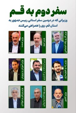 کدام وزیران در دومین سفر دولت به استان قم حضور دارند؟