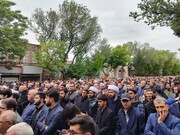تصاویر/ حضور جمعی از طلاب و کارکنان مدرسه علمیه ملاابراهیم اردبیل در مراسم تشییع رئیس جمهور