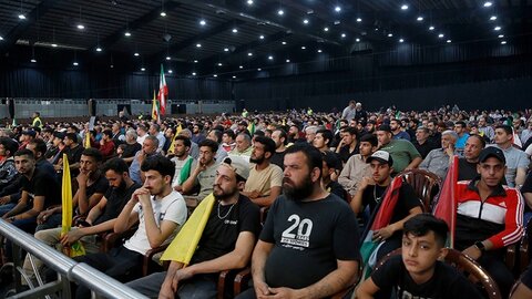 الاحتفال التكريمي الذي أقامه حزب الله للشهداء الأبرار الرئيس الإيراني ورفاقه