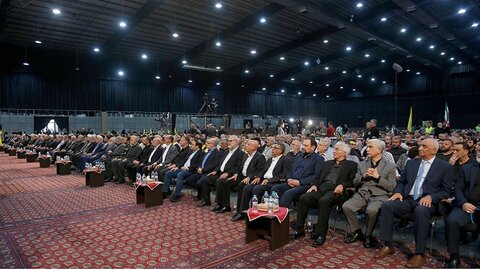 الاحتفال التكريمي الذي أقامه حزب الله للشهداء الأبرار الرئيس الإيراني ورفاقه