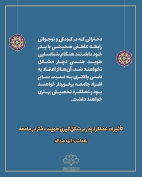 یادداشت رسیده | تأثیر پدر بر شکل‌گیری هویت دختر در جامعه