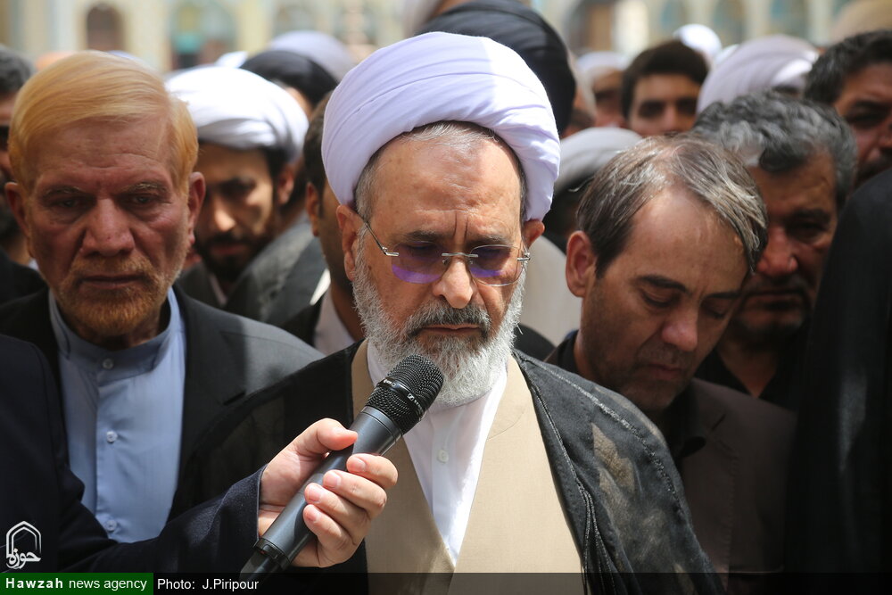 پیکر آیت الله طهمحمدی در قم تشییع شد + عکس