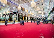 Imam Hussain's (PBUH) Holy Shrine Adorned with Red Carpets