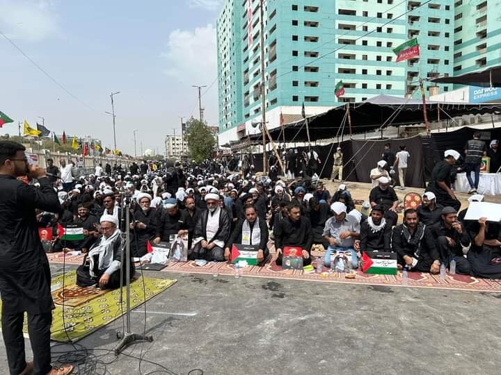 پاکستان بھر میں تاسوعائے حسینی کا جلوس برآمد؛ آئی ایس او کی جانب سے نمازِ جماعت کا اہتمام+تصاویر