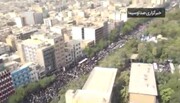 تصاویر هوایی از تشییع پیکر شهید هنیه در تهران