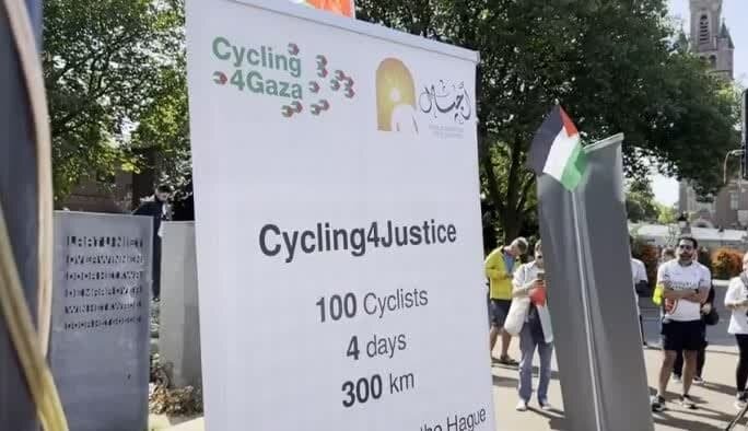 Cyclists from 28 countries ride to support children of Gaza