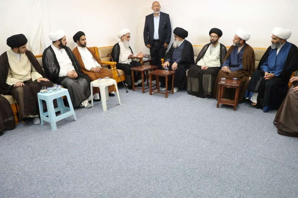 مرجع تقلید حضرت آيت الله العظمیٰ حافظ بشيرحسين نجفی سے علامہ سيد ميرداماد بحر العلوم کی اپنے وفد کے ہمراہ ملاقات