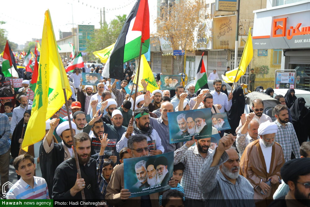 قیام قمی ها در حمایت از بی گناهان غزه و لبنان / هستیم بر آن عهد که بستیم + تصاویر