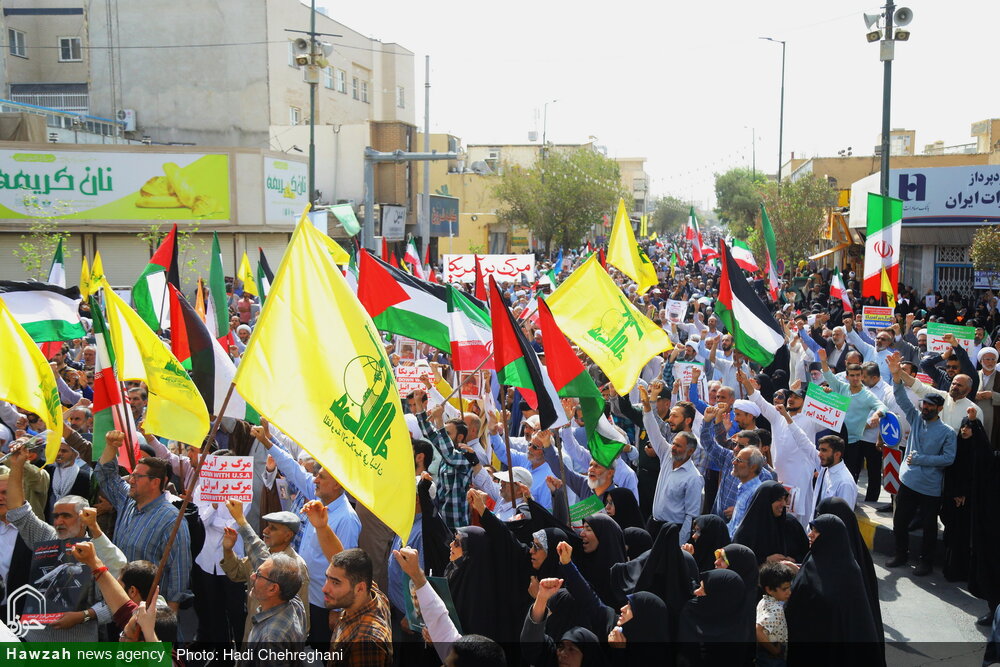قیام قمی ها در حمایت از بی گناهان غزه و لبنان / هستیم بر آن عهد که بستیم + تصاویر