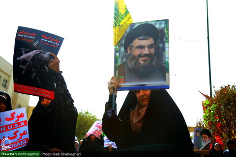 Photos/ Marche des habitants de Qom condamnant les attaques du régime sioniste contre le Liban