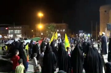 فیلم| شادی مردم برازجان از حمله سپاه به اسرائیل