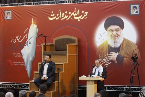 تصاویر/ مراسم بزرگداشت شهدا مقاومت؛ یادبود شهیدان سید حسن نصراله و سید هاشم صفی الدین در خوی