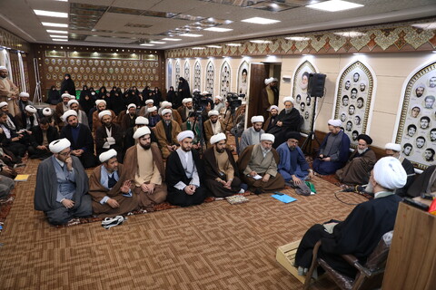 تصاویر/ سخنرانی آیت الله اعرافی در جمع روحانیون، اساتید و مبلغین بناب