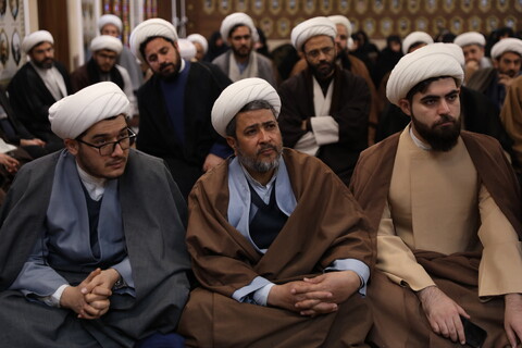 تصاویر/ سخنرانی آیت الله اعرافی در جمع روحانیون، اساتید و مبلغین بناب