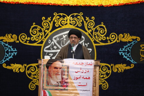 تصاویر/ شرکت آیت الله اعرافی در نماز جمعه بناب