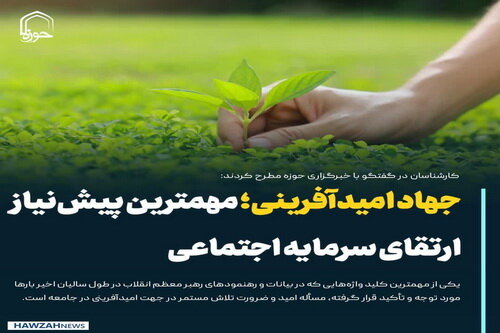 عکس نوشت| جهاد امیدآفرینی؛ مهمترین پیش‌نیاز ارتقای سرمایه اجتماعی