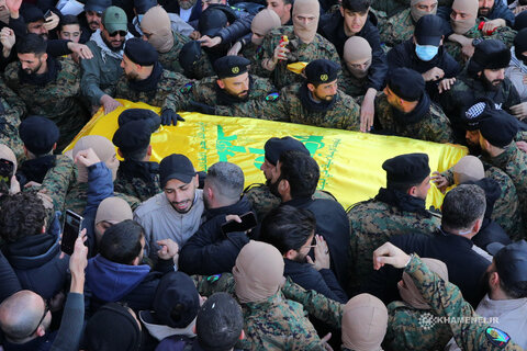 تصاویر/ مراسم تشییع مجاهد کبیر شهید سیدحسن نصرالله و شهید سیدهاشم صفی‌الدین