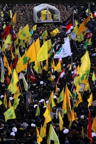 تصاویر/ مراسم تشییع مجاهد کبیر شهید سیدحسن نصرالله و شهید سیدهاشم صفی‌الدین