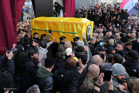 تصاویر/ مراسم تشییع مجاهد کبیر شهید سیدحسن نصرالله و شهید سیدهاشم صفی‌الدین