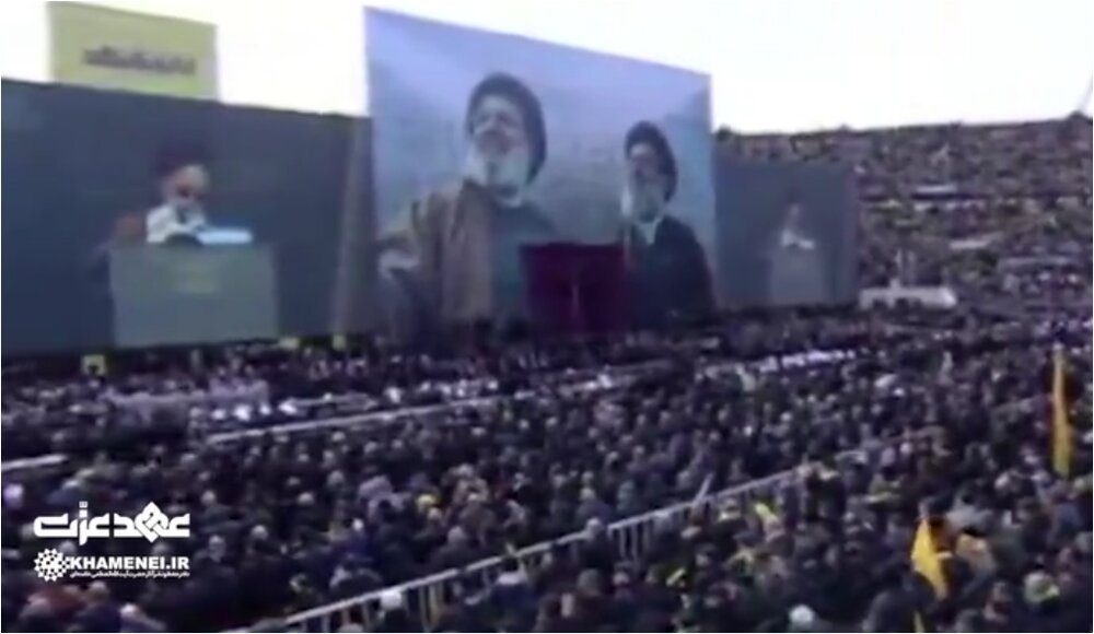 فیلم | قرائت پیام رهبر انقلاب به مناسبت مراسم تشییع  مجاهد کبیر شهید سیدحسن نصرالله و شهید سیدهاشم صفی‌الدین