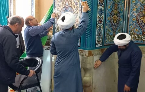 تصاویر/برگزاری آیین غبار روبی مسجد جامع نظرآباد