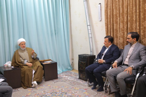 تصاویر/ دیدار مشاور وزیر و رئیس مرکز بازرسی وزارت تعاون، کار و رفاه اجتماعی با آیت الله اراکی