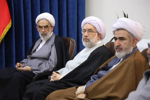 تصاویر/ دیدار اعضای شورای سیاستگذاری تفسیر تسنیم با آیت الله اعرافی