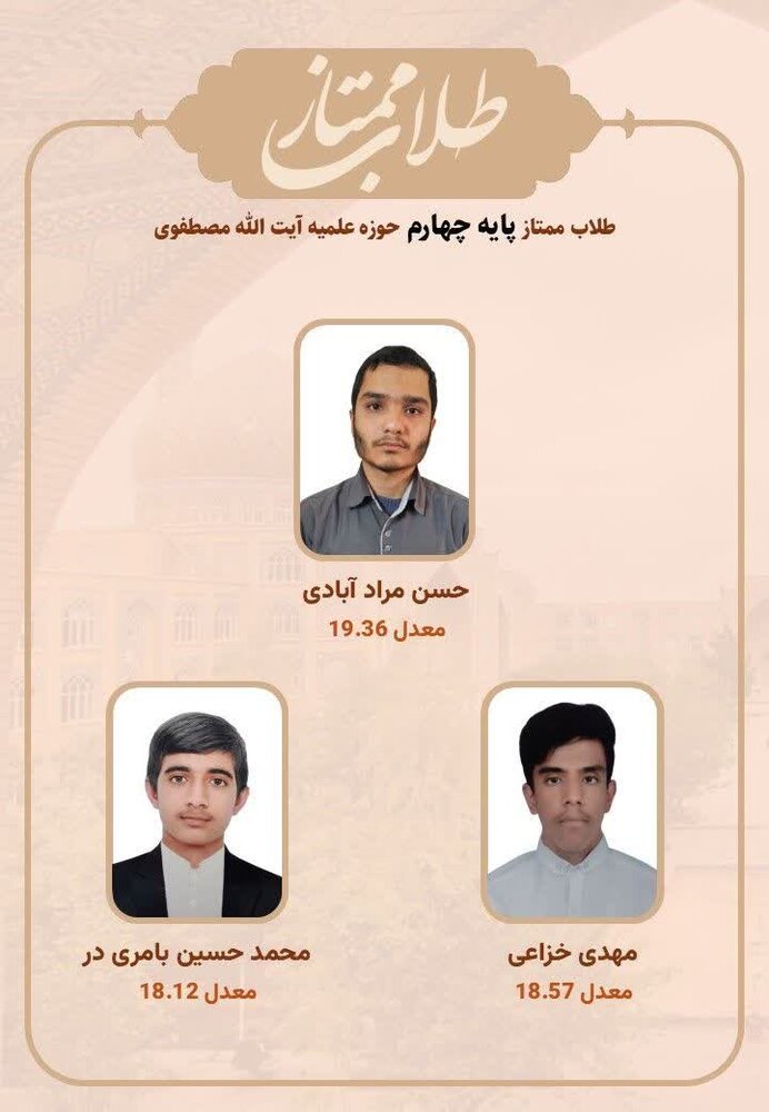 طلاب ممتاز مدرسه علمیه آیت‌الله مصطفوی(ره) کاشان