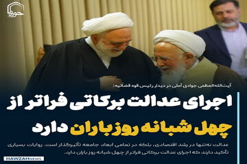 عکس نوشت| اجرای عدالت برکاتی فراتر از چهل شبانه ‌روز باران دارد