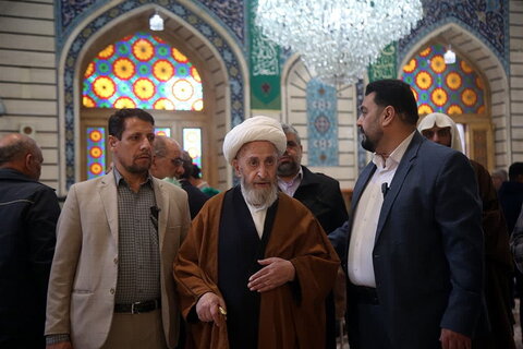 تشرف آیت‌الله العظمی سبحانی به حرم مطهر حضرت معصومه(س) + عکس