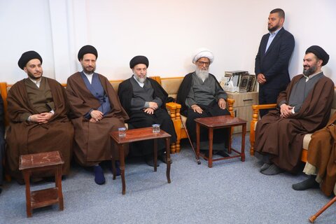 آیت اللہ العظمیٰ حافظ بشیر نجفی سے مرحوم مرجع حضرت آیۃ اللہ العظمیٰ سید محمد سعید الحکیم (قدس سره) کے خانوادے کی ملاقات 