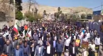 فیلم | حمایت مردم ولایی پلدختر از مردم مظلوم فلسطین و غزه