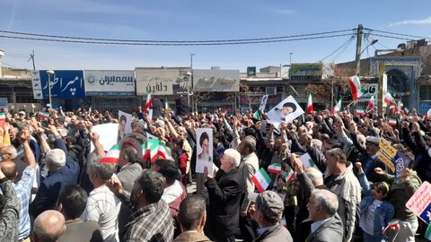 تصاویر/برگزاری راهپیمایی روز قدس با حضور طلاب و مردم غیور شهرستان ساوه