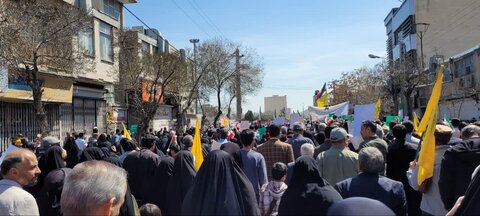 تصاویری از راهپیمایی روز قدس با حضور طلاب موسسه آموزش عالی ریحانة النبی اراک