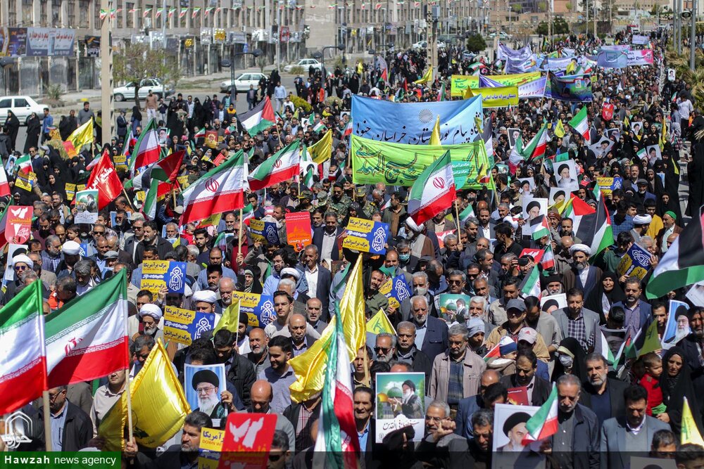 مردم با حضور باشکوه خود در راهپیمایی روز قدس پاسخ قاطعی به جنایات رژیم صهیونی دادند