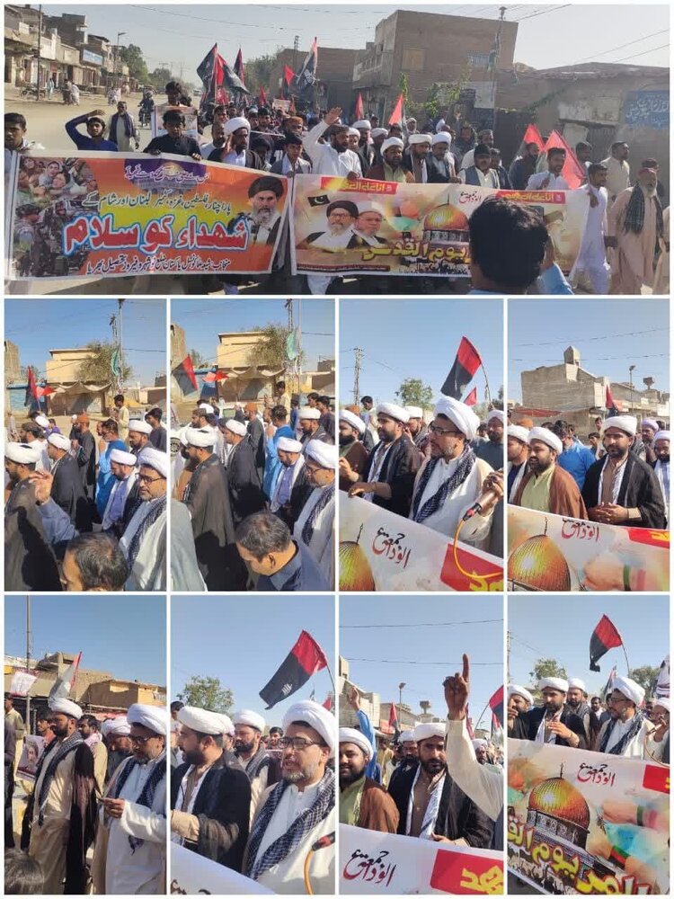 پاکستان بھر کی طرح نوشہرو فیروز میں بھی یوم القدس احتجاجی ریلی میں "القدس لنا" کے نعروں کی گونج